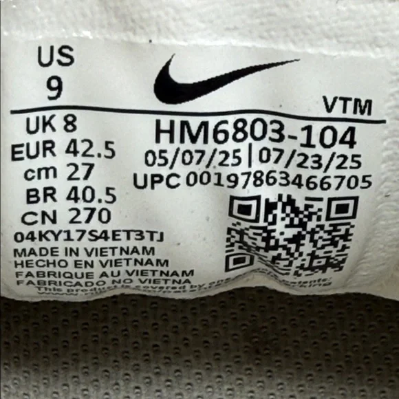 Nike Vomero 18 men’s 9 Cream and Blue ZoomX Sneakers S3 - Picture 6 of 6